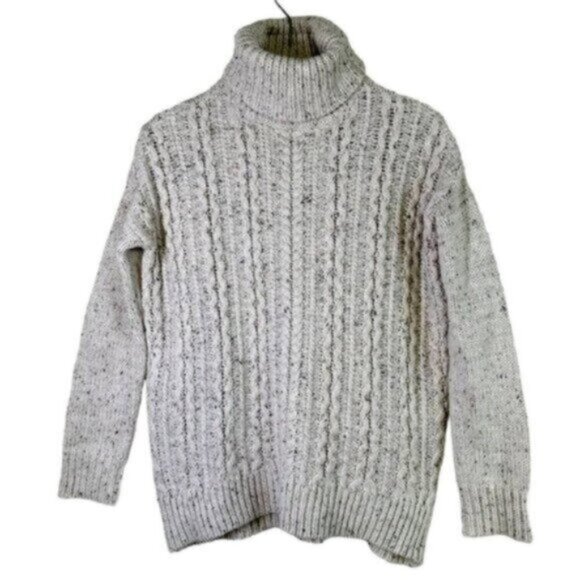 Garage | Cream Fleck Turtle Neck Cable Knit Sweater Size Small - Picture 1 of 6